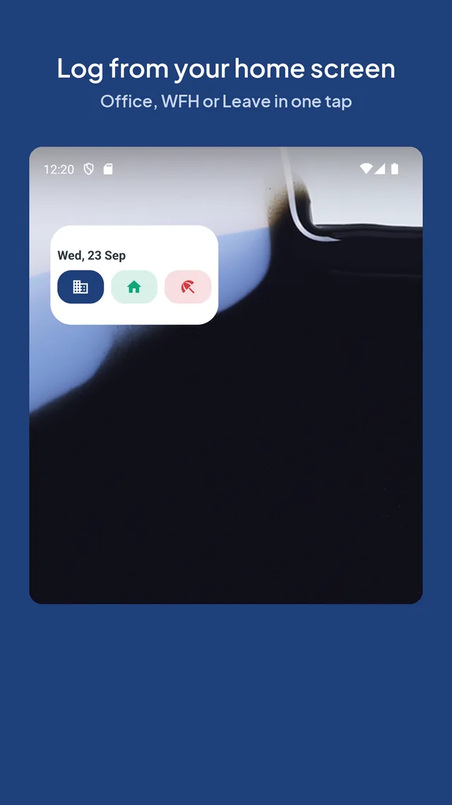 The OfficeTrack home-screen widget