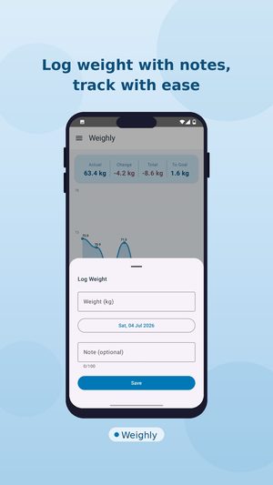 Weighly goal setting screen